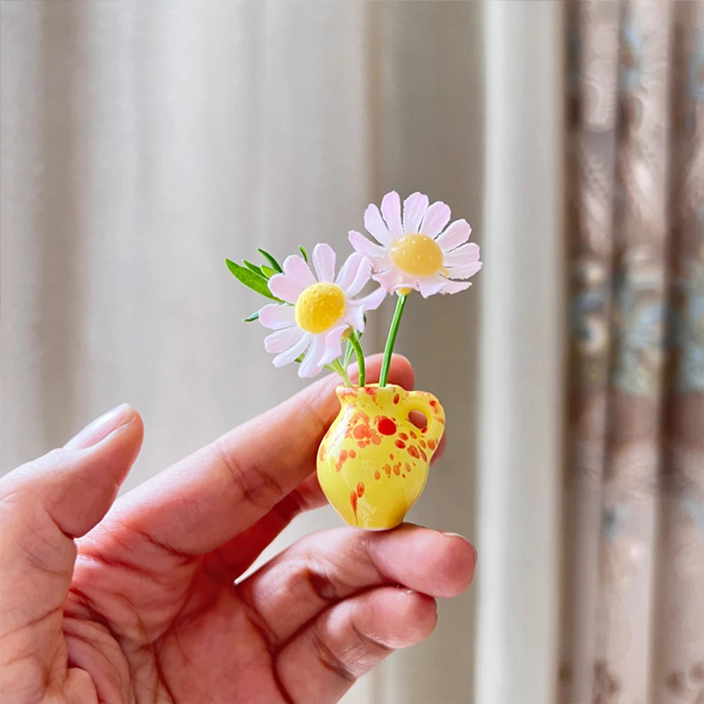 5/6/8pcs Mini Cute Ceramic Fridge Magnets Flowers Pot Refrigerator Magnetic 3D Vase Fridge Sticker For Home Kitchen Decoration