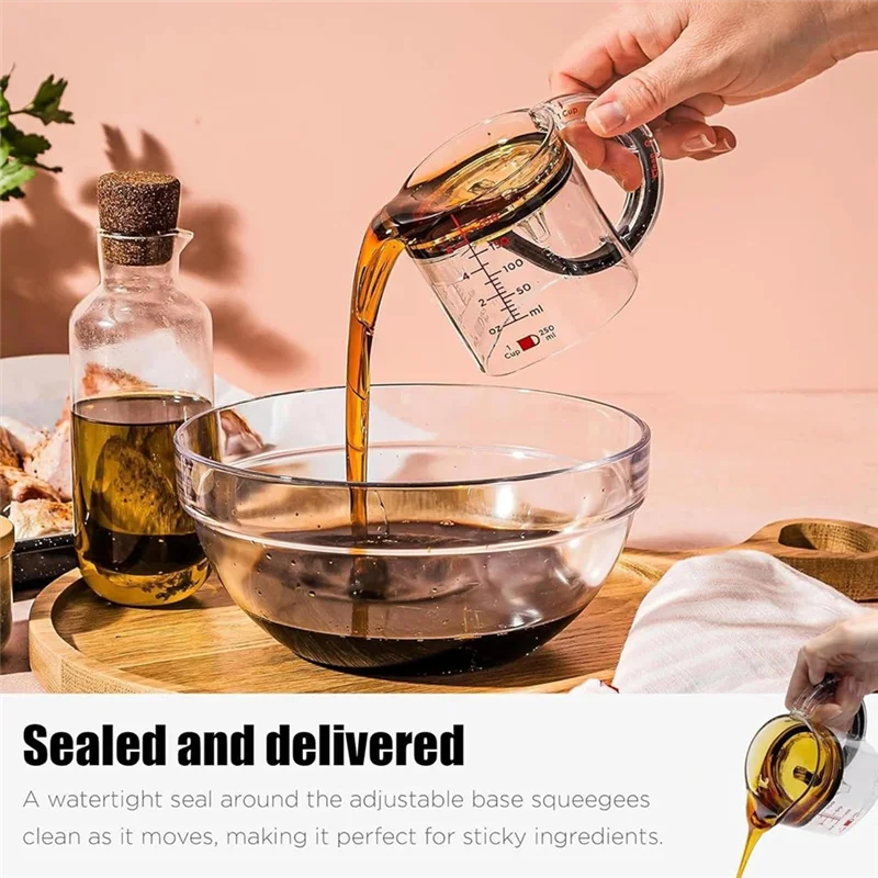 AAAN-Multi-Function 4-In-1 Adjustable Measuring Cup, Space-Saving Design With Seal Base, Easy To Clean No-Waste Solution