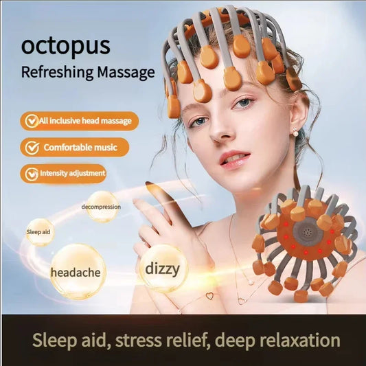 10/20 Massage Heads Scalp Head Massager Red Light Vibrator Octopus Scratcher For Relaxation Stress Migraine