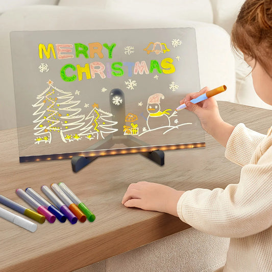 LED Light Up Acrylic Message Board Erasable Children's Painting Drawing Board DIY for Kids Birthday Gifts Bar Advertising Boards