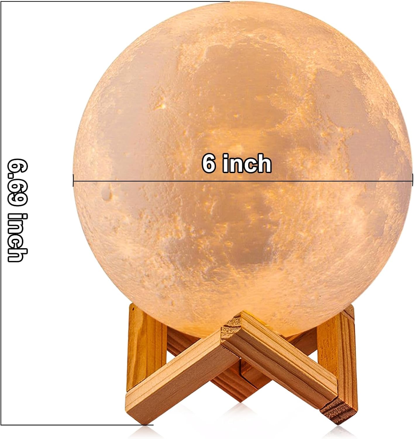 Moon Lamp 3D Printing 16 Colors Moon Light with Stand & Remote &Touch Control and USB Rechargeable, Best Birthday Thanksgiving Christmas Gifts for Baby Kids Lover (6 Inch)