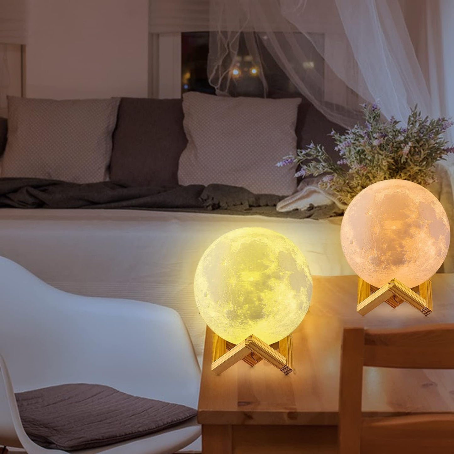 Moon Lamp 3D Printing 16 Colors Moon Light with Stand & Remote &Touch Control and USB Rechargeable, Best Birthday Thanksgiving Christmas Gifts for Baby Kids Lover (6 Inch)