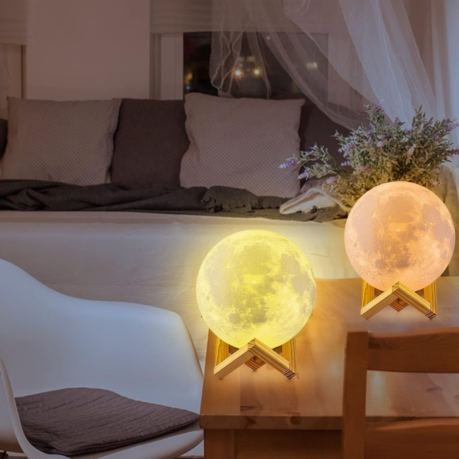Moon Lamp 3D Printing 16 Colors Moon Light with Stand & Remote &Touch Control and USB Rechargeable, Best Birthday Thanksgiving Christmas Gifts for Baby Kids Lover (6 Inch)