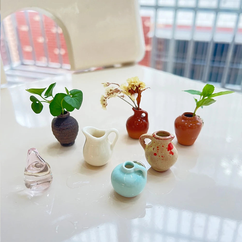 5/6/8pcs Mini Cute Ceramic Fridge Magnets Flowers Pot Refrigerator Magnetic 3D Vase Fridge Sticker For Home Kitchen Decoration