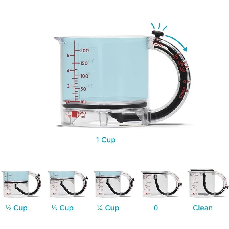 AAAN-Multi-Function 4-In-1 Adjustable Measuring Cup, Space-Saving Design With Seal Base, Easy To Clean No-Waste Solution