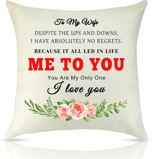 To My Wife Gifts Mothers Day Couple Pillowcase Valentines Day Gifts Anniversary Wedding Gifts for Her Throw Pillow Covers Wife Gifts from Husband Birthday Gifts Romantic Decorative Cushion Cover