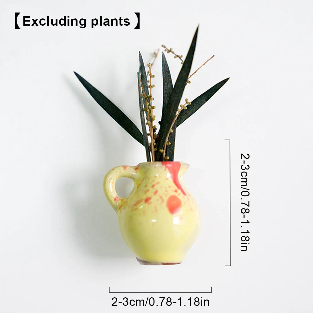 5/6/8pcs Mini Cute Ceramic Fridge Magnets Flowers Pot Refrigerator Magnetic 3D Vase Fridge Sticker For Home Kitchen Decoration
