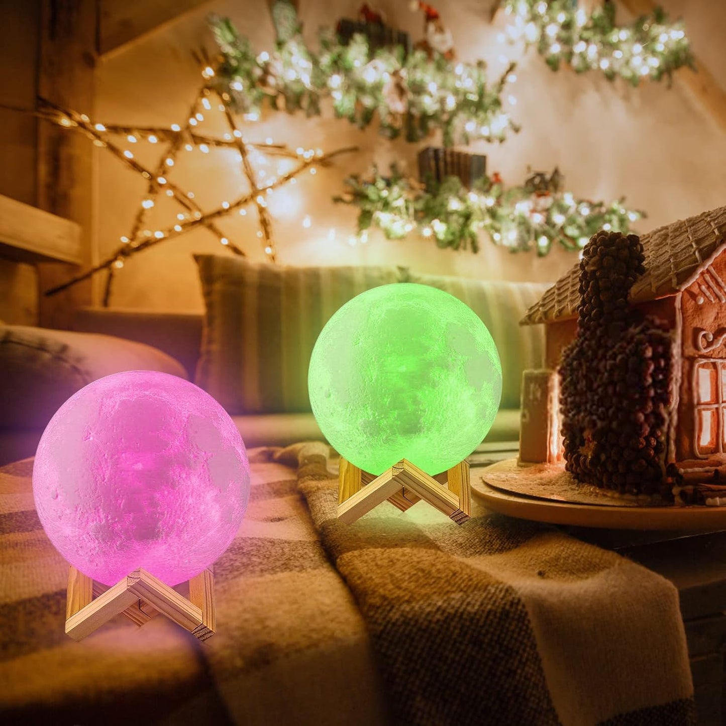 Moon Lamp 3D Printing 16 Colors Moon Light with Stand & Remote &Touch Control and USB Rechargeable, Best Birthday Thanksgiving Christmas Gifts for Baby Kids Lover (6 Inch)