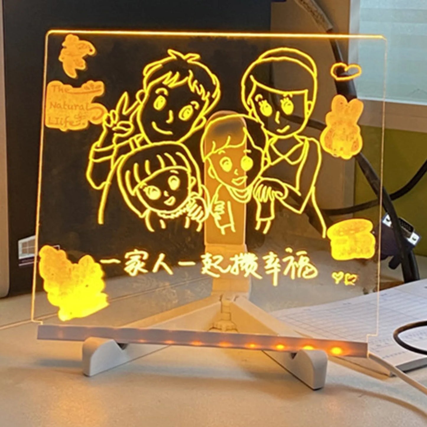 LED Light Up Acrylic Message Board Erasable Children's Painting Drawing Board DIY for Kids Birthday Gifts Bar Advertising Boards