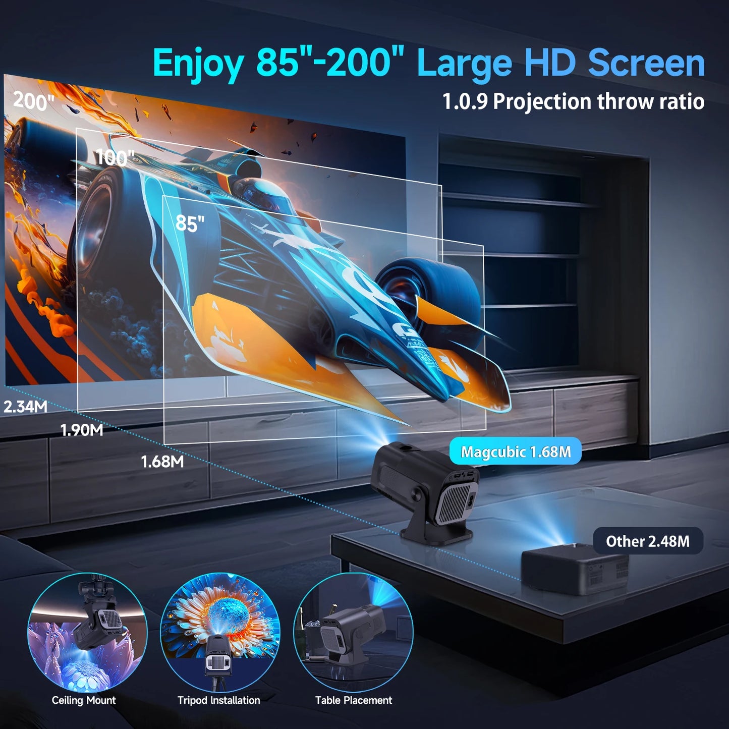 Magcubic HY320 Mini Native 720P Android 11 4K Projector 300ANSI Wifi6 BT5.0 Cinema Outdoor Portable 180° Rotable Projector