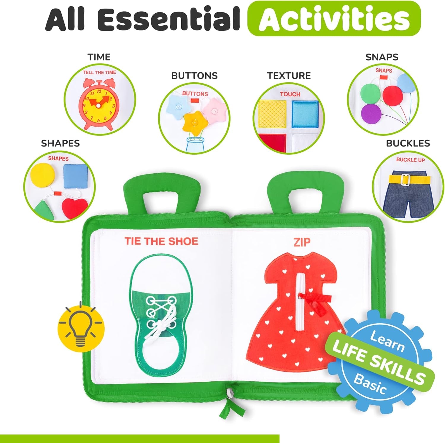 Montessori Busy Book Toddler Travel Toys 1-3 - Activity Quiet Book Airplane Travel Toys for Toddlers 1-3, Busy Board with Car and Plane Activities, Boys & Girls Birthday Gift