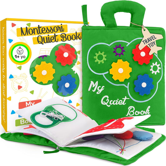 Montessori Busy Book Toddler Travel Toys 1-3 - Activity Quiet Book Airplane Travel Toys for Toddlers 1-3, Busy Board with Car and Plane Activities, Boys & Girls Birthday Gift
