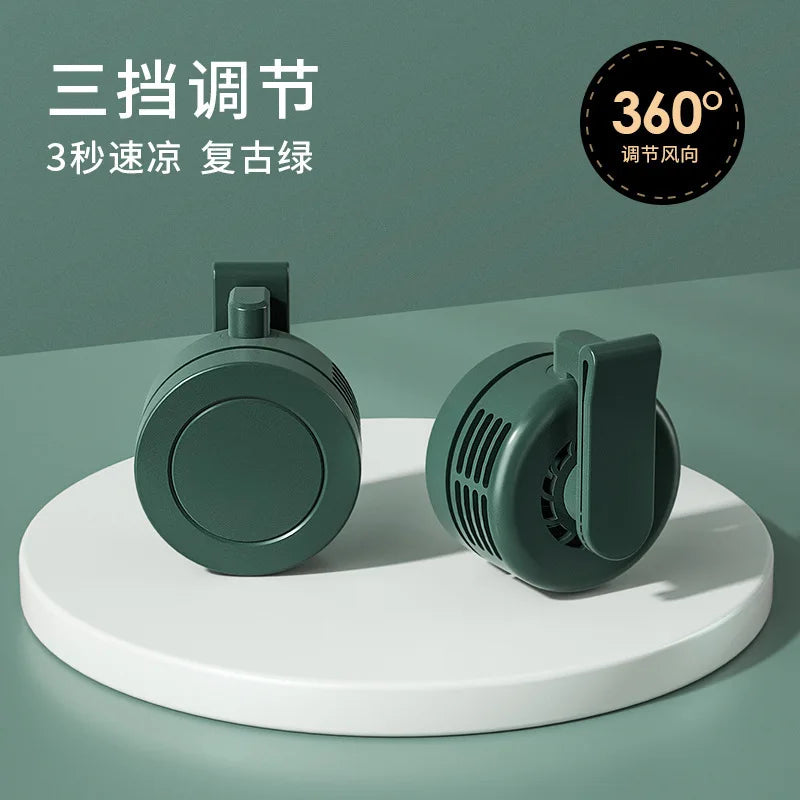 Outdoor Camping Mini Clip Fan Portable Bladeless Electric Fan 900mah Adjustable 3 Speeds Suspended Hanging Waist Neck Waist Fan