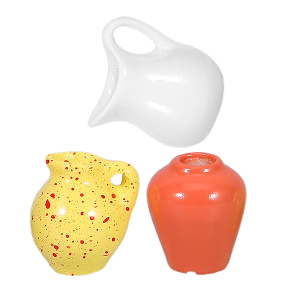 3pcs Mini Vase Fridge Magnets Simulated Ceramic Tiny 3D Flower Pot Refrigerator Magnets For Kitchen Locker Office Decoration