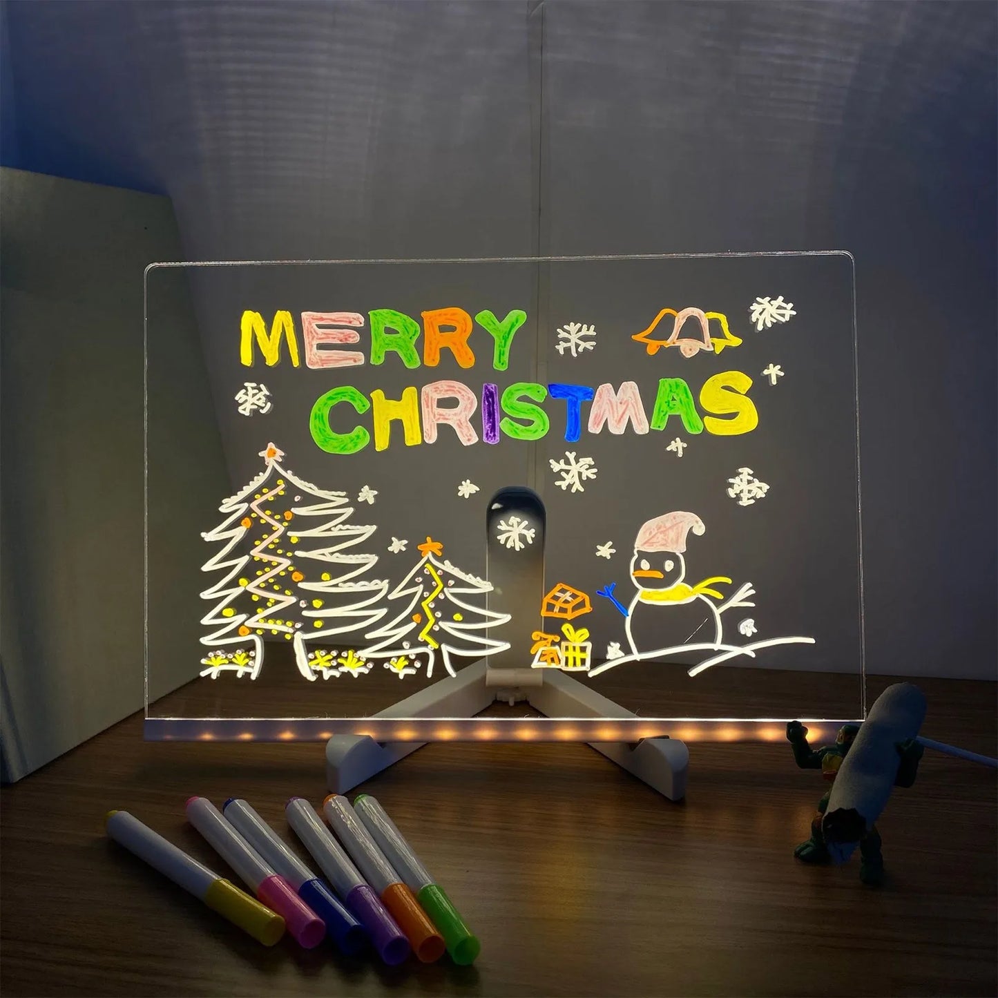 LED Light Up Acrylic Message Board Erasable Children's Painting Drawing Board DIY for Kids Birthday Gifts Bar Advertising Boards
