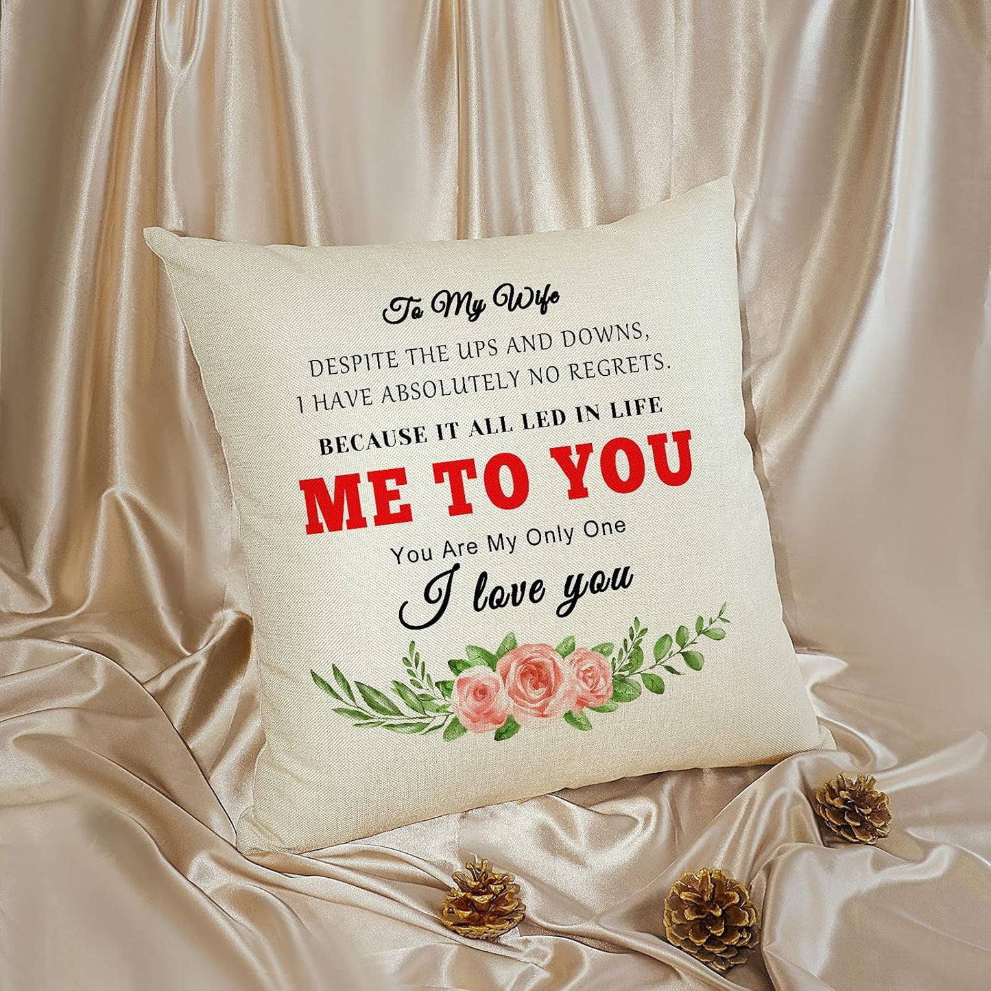 To My Wife Gifts Mothers Day Couple Pillowcase Valentines Day Gifts Anniversary Wedding Gifts for Her Throw Pillow Covers Wife Gifts from Husband Birthday Gifts Romantic Decorative Cushion Cover
