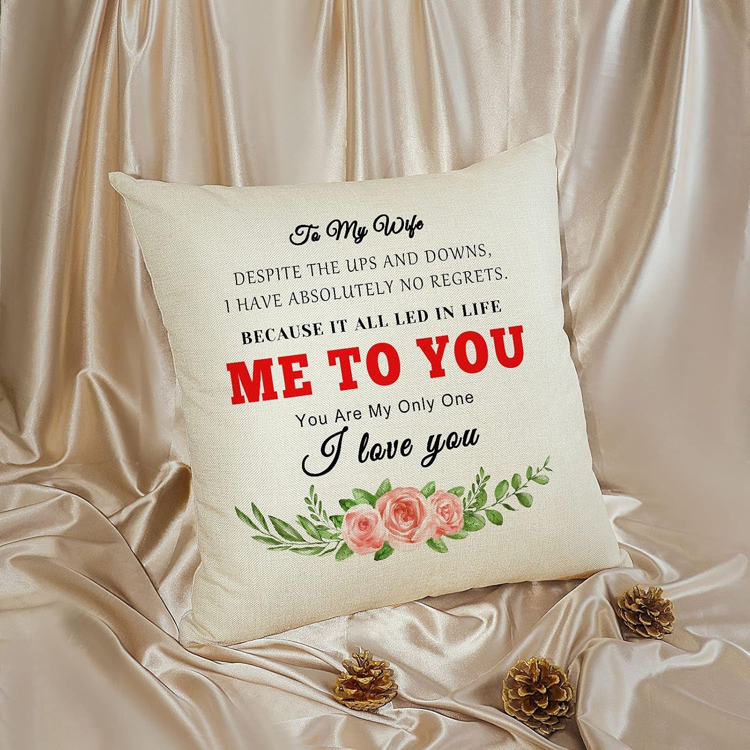 To My Wife Gifts Mothers Day Couple Pillowcase Valentines Day Gifts Anniversary Wedding Gifts for Her Throw Pillow Covers Wife Gifts from Husband Birthday Gifts Romantic Decorative Cushion Cover