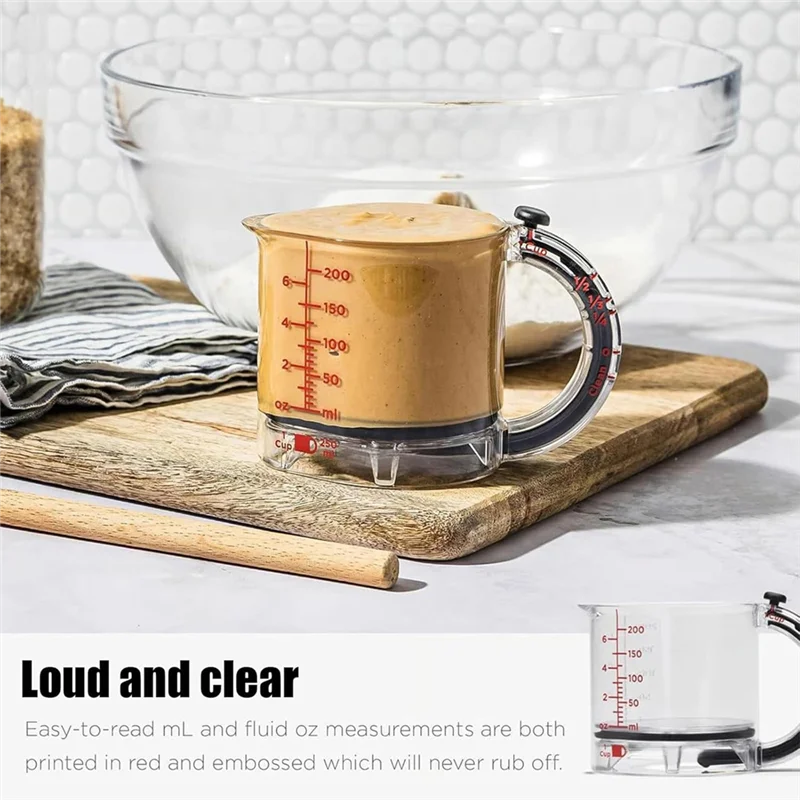 AAAN-Multi-Function 4-In-1 Adjustable Measuring Cup, Space-Saving Design With Seal Base, Easy To Clean No-Waste Solution