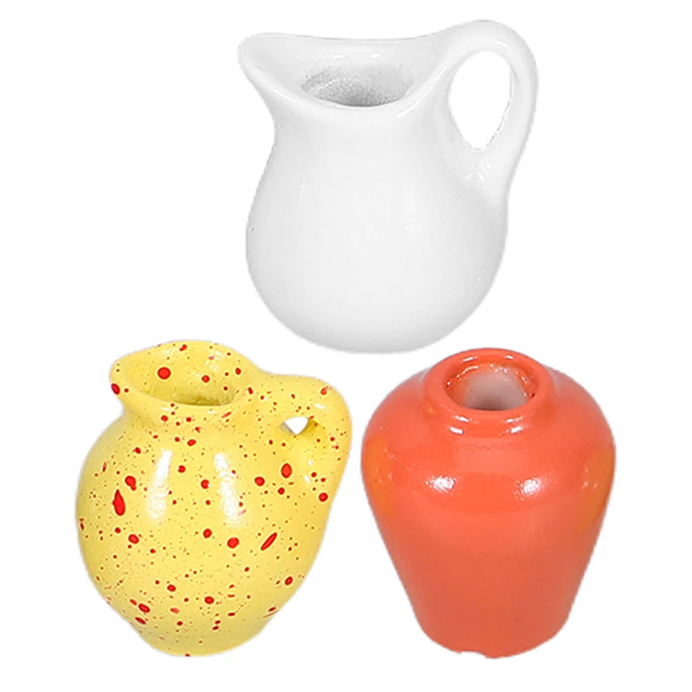 3pcs Mini Vase Fridge Magnets Simulated Ceramic Tiny 3D Flower Pot Refrigerator Magnets For Kitchen Locker Office Decoration