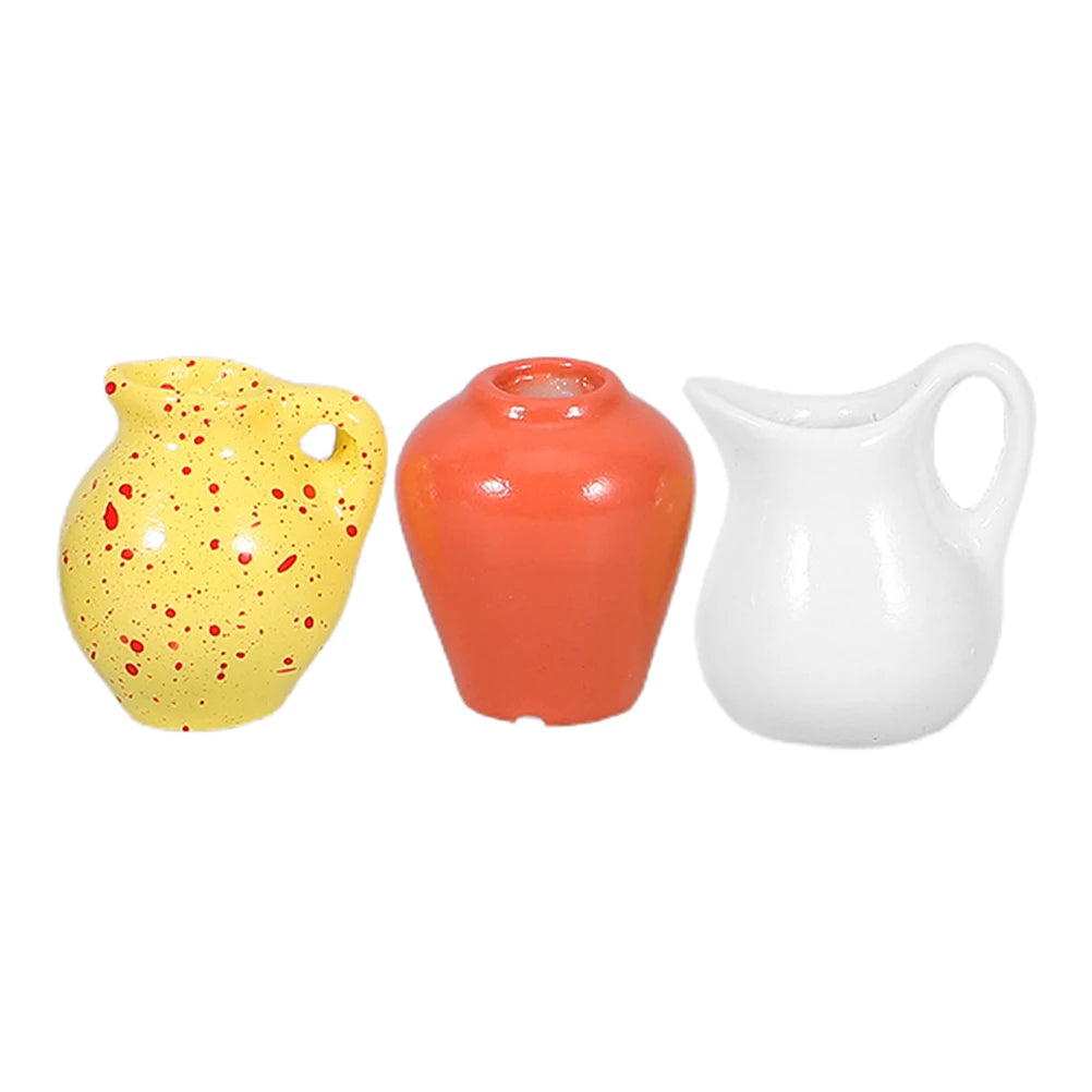 3pcs Mini Vase Fridge Magnets Simulated Ceramic Tiny 3D Flower Pot Refrigerator Magnets For Kitchen Locker Office Decoration
