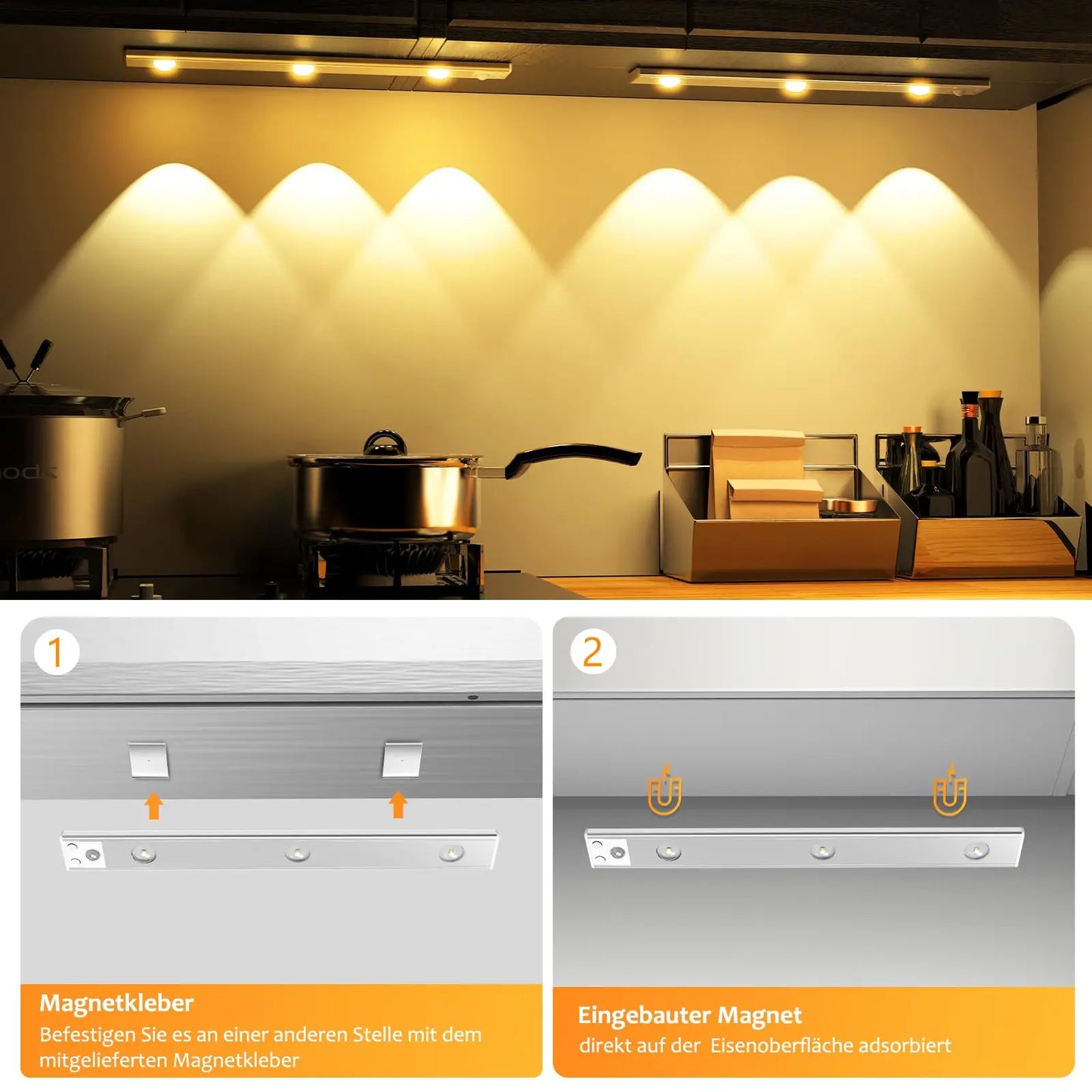 Wireless Ultra Thin Motion Sensor LED Cabinet Light USB Rechargeable Dimmable Lamp 3 Colors for Kitchen Wardrobe Bedroom Stairs