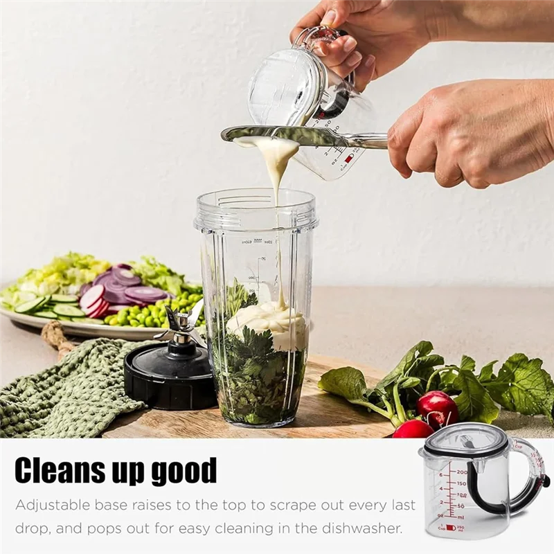 AAAN-Multi-Function 4-In-1 Adjustable Measuring Cup, Space-Saving Design With Seal Base, Easy To Clean No-Waste Solution