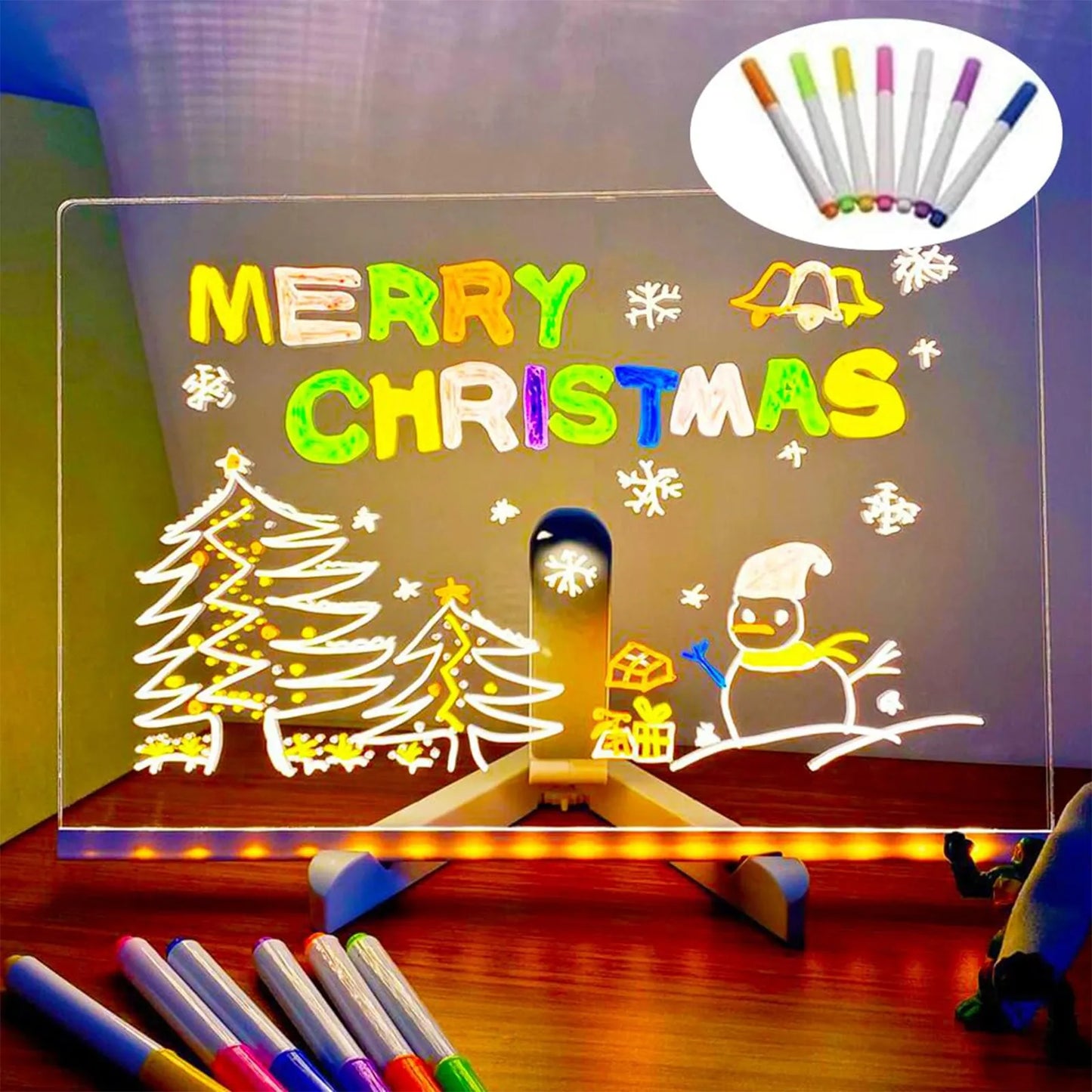 LED Light Up Acrylic Message Board Erasable Children's Painting Drawing Board DIY for Kids Birthday Gifts Bar Advertising Boards