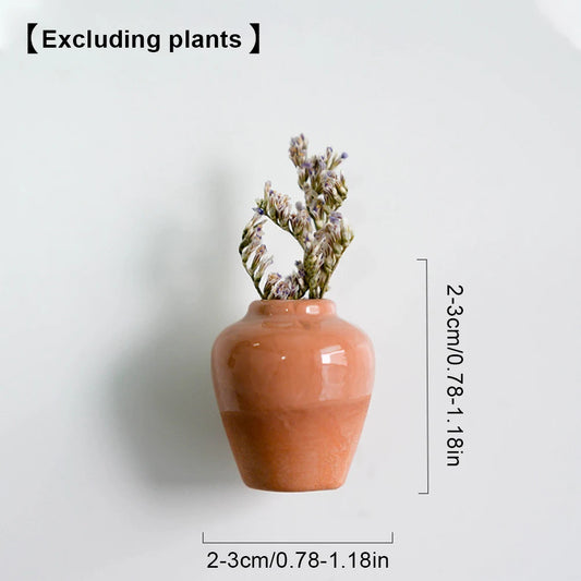 5/6/8pcs Mini Cute Ceramic Fridge Magnets Flowers Pot Refrigerator Magnetic 3D Vase Fridge Sticker For Home Kitchen Decoration